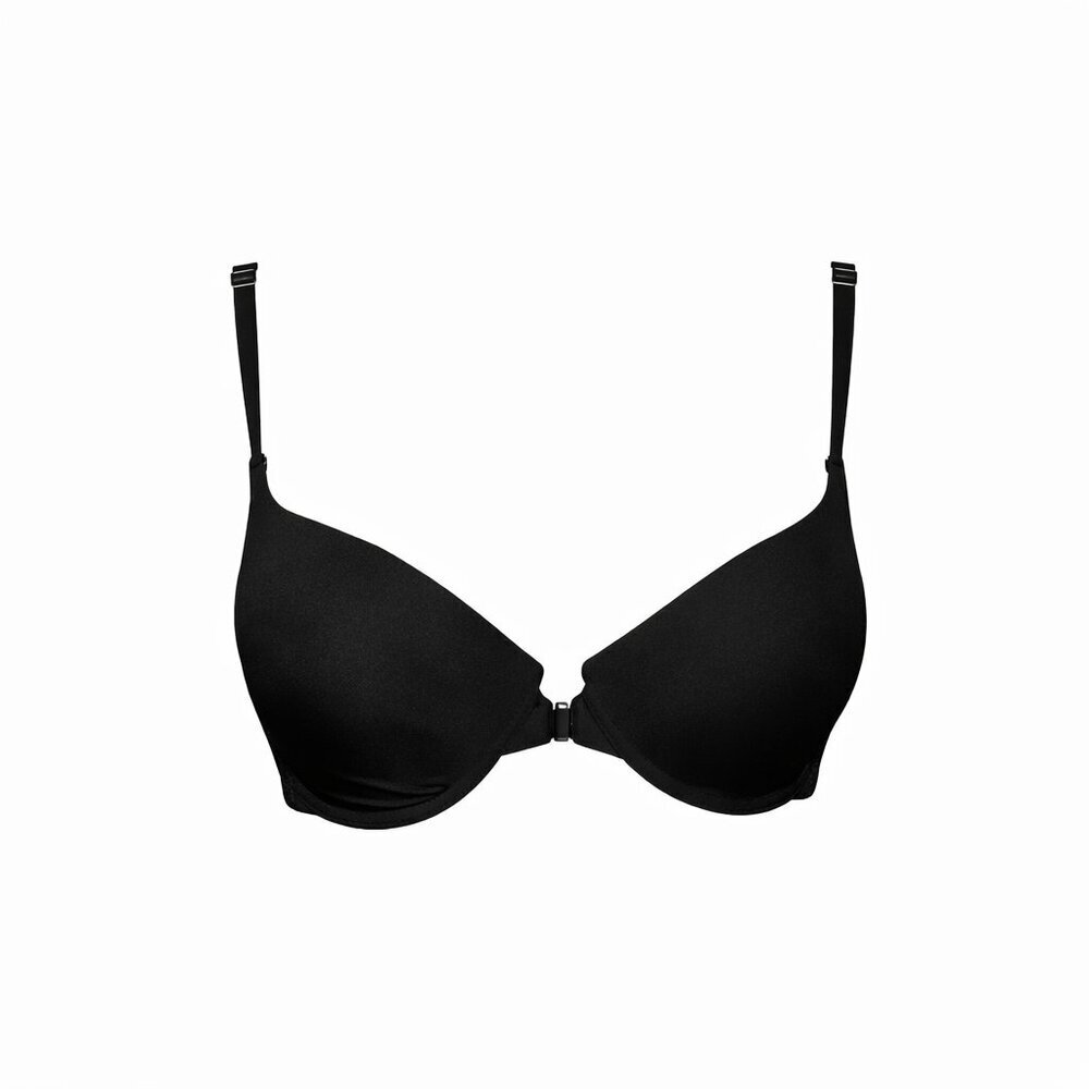 Jessica Simpson Front-Closure Strappy-Back Plunge Bra 34C | Black Sleek